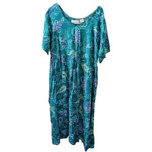 Diane Von Furstenberg Dress The‎ Color Authority Blue Floral Maxi Artsy 1X 2X 18